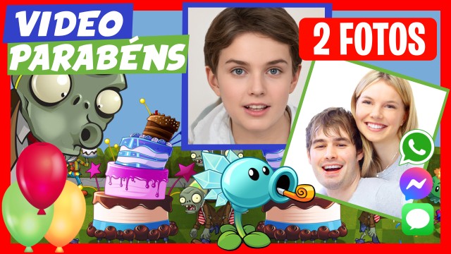 Parabén de Aniversário WhatsApp Plantas Vs Zumbis