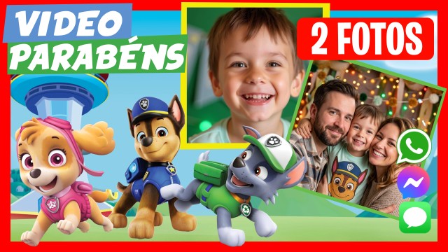 Parabén de Aniversário WhatsApp Paw Patrol Habla