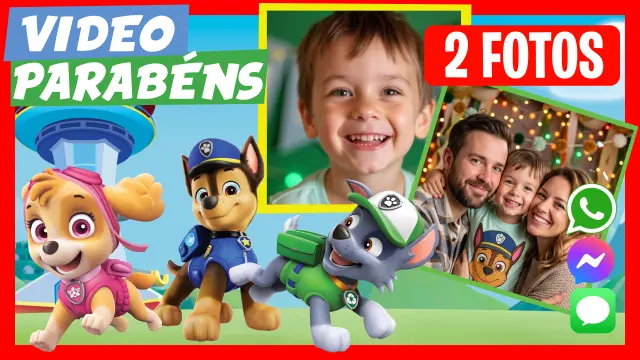 Cartão de aniversário falante da Patrulha Canina