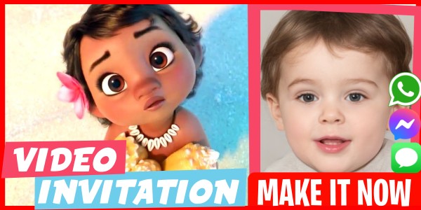 Make Video Invitation Moana Baby Birthday Party