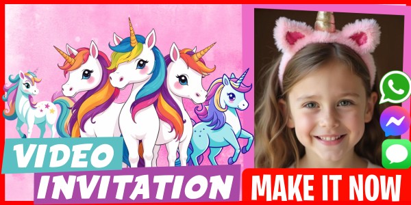 Make Video Invitation Pink Unicorn Party