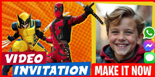Make Video Invitation Deadpool and Wolverine Birthday