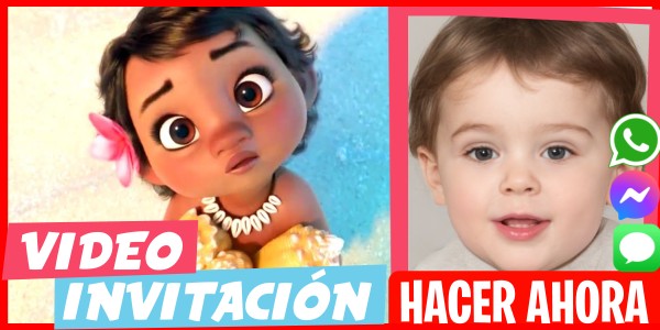 Hacer Video Invitación Moana Bebé Fiesta de Cumpleaños