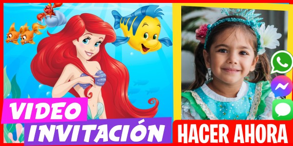 Hacer Video Invitación Fiesta de Pijamas la Sirenita