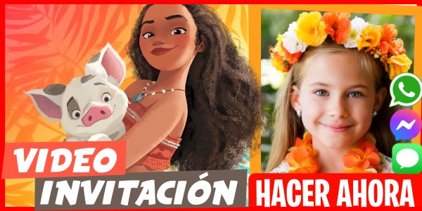 Hacer Video Invitación Moana Fiesta Cumpleaños Pijamada