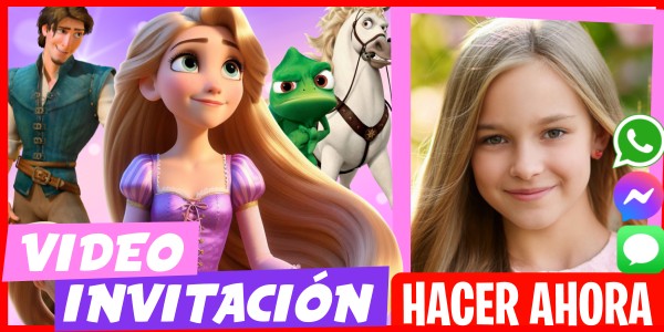 Hacer Video Invitación Fiesta de Videojuegos Rapunzel