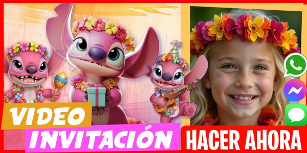Hacer Video Invitación Invitación Fiesta Stitch y Angel
