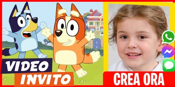 Crea Video Invito Compleanno a Tema Bluey e Bingo