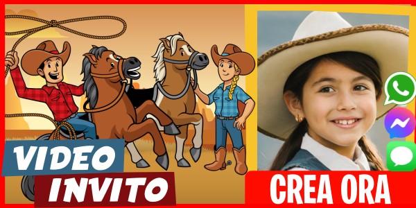 Crea Video Invito Compleanno di Cowgirl e Cowboy