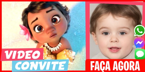 Faça um Video Convite Moana Baby Festa de Aniversário