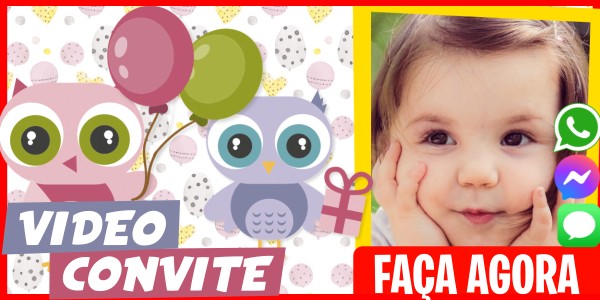 Faça um Video Convite Corujas de Cumprimentos de Aniversário