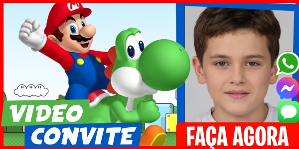 Faça um Video Convite Festa surpresa de Mario Bros e Yoshi