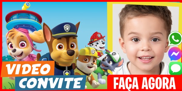 Faça um Video Convite Festa na Piscina da Patrulha Canina