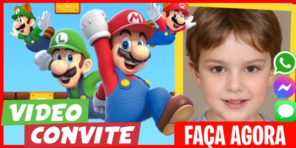 Faça um Video Convite Festa do videogame Mario Bros