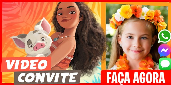 Faça um Video Convite Moana Aniversário Festa do Pijama
