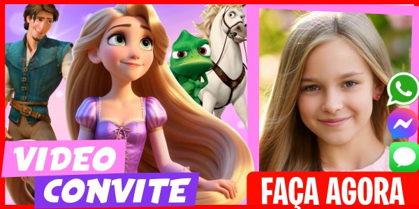 Faça um Video Convite Festa na Piscina da Rapunzel