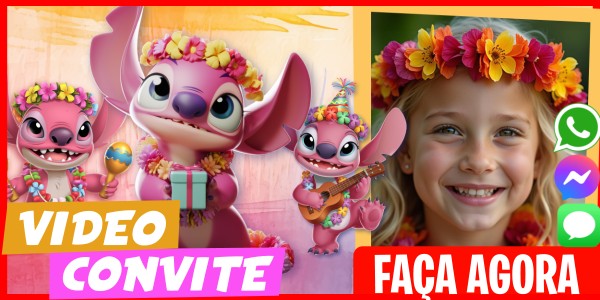 Faça um Video Convite Convite Stitch e Angel