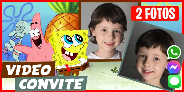 Faça um Video Convite Aniversário Virtual de Bob Esponja