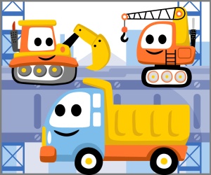Free personalized birthday invitation Construction Trucks