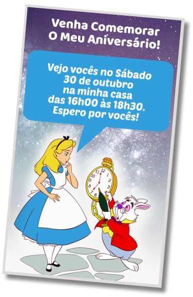 Faça um Convite Virtual Festa do Pijama do País das Maravilhas