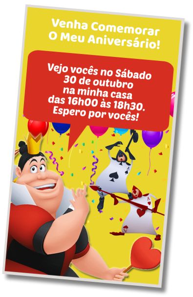 Faça um Convite Virtual Festa de Aniversário Alice no País das Maravilhas