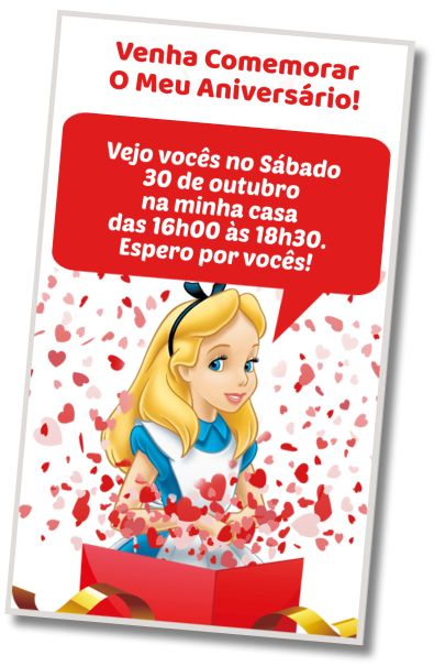 Faça um Convite Virtual Festa na Piscina Alice no País das Maravilhas
