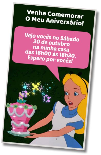 Faça um Convite Virtual Aniversário Alice no País das Maravilhas