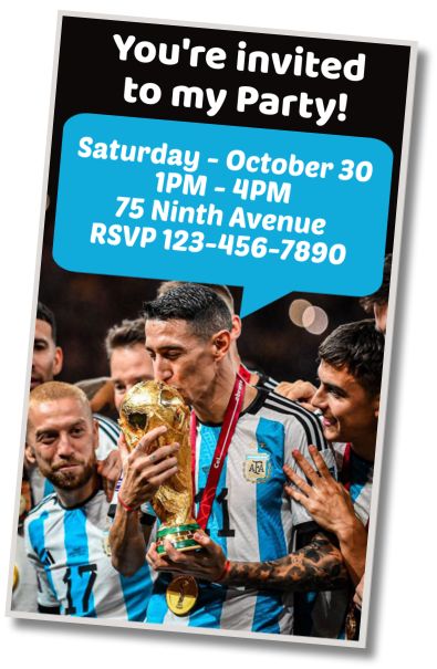 Free personalized birthday invitation Argentine National Team Champion Birthday