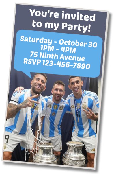 Free personalized birthday invitation Birthday Greetings Otamendi Messi Di María
