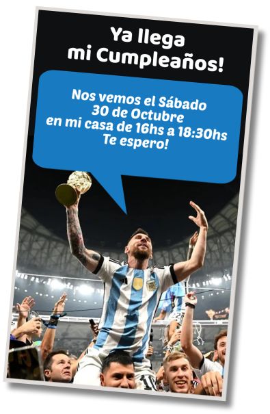 Invitación de cumpleaños personalizada gratis Cumpleaños Argentina Campeón
