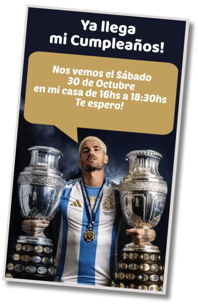 Invitación de cumpleaños personalizada gratis Cumpleaños de la Selección Argentina