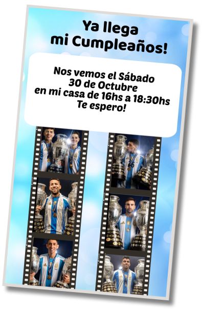 Invitación de cumpleaños personalizada gratis Partido Homenaje a los Campeones Argentinos
