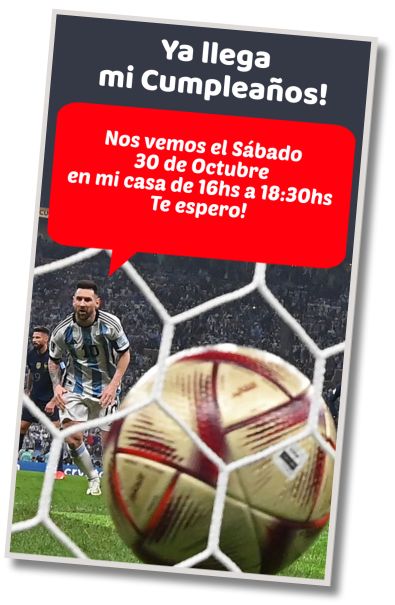Invitación de cumpleaños personalizada gratis Cumpleaños Sorpresa Messi
