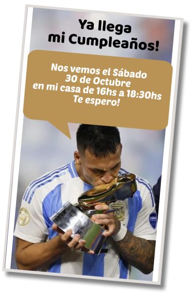 Invitación de cumpleaños personalizada gratis Cumpleaños de Goleador Argentino
