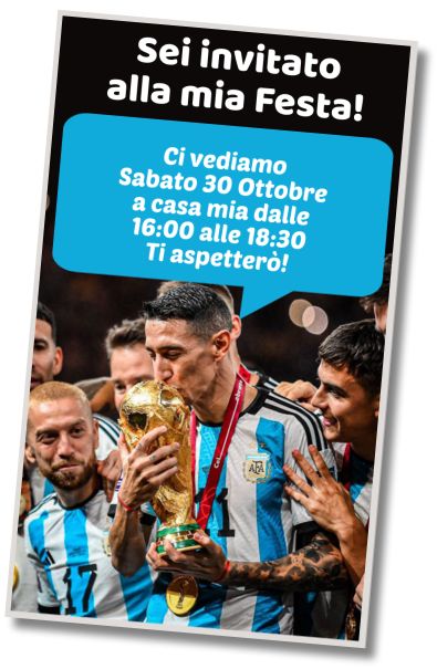 Invito di compleanno personalizzato gratis Compleanno del Campione della Nazionale Argentina