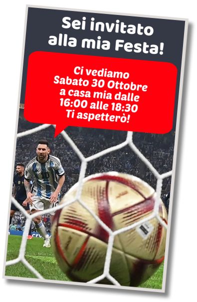 Invito di compleanno personalizzato gratis Sorpresa di Compleanno Messi