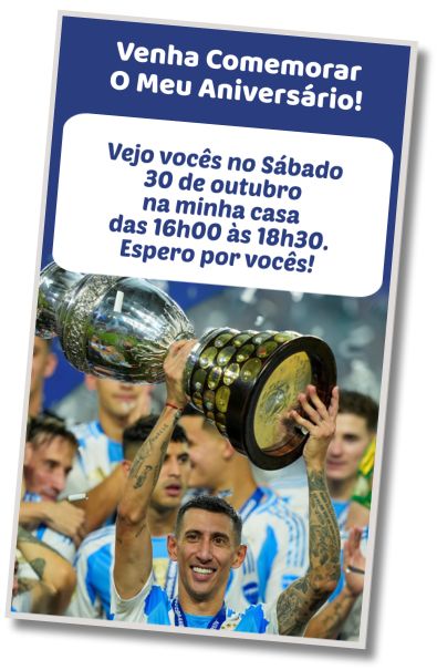 Convite de aniversário personalizado grátis Festival de Futebol Argentino
