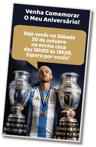 Convite de aniversário personalizado grátis Aniversário da Seleção Argentina