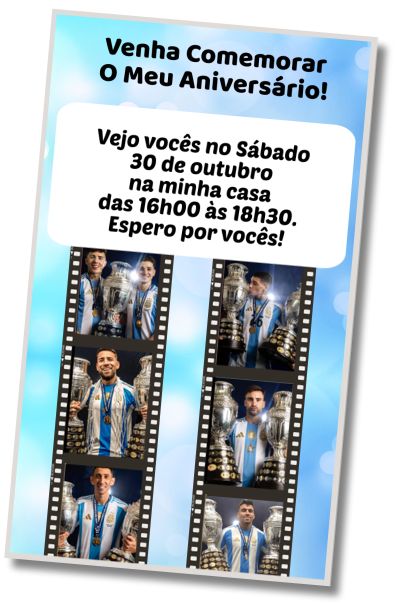 Convite de aniversário personalizado grátis Jogo de homenagem aos Campeões Argentinos