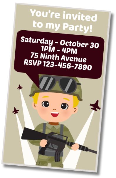 Free personalized birthday invitation Army Birthday