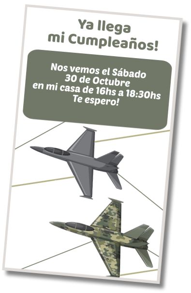 Invitación de cumpleaños personalizada gratis Cumpleaños Aviación