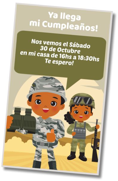 Invitación de cumpleaños personalizada gratis Cumpleaños Militar