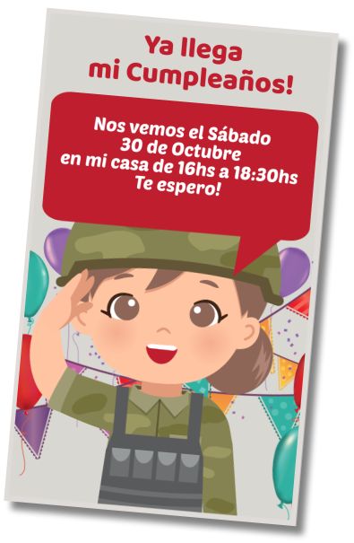 Invitación de cumpleaños personalizada gratis Saludo de Cumpleaños Soldados