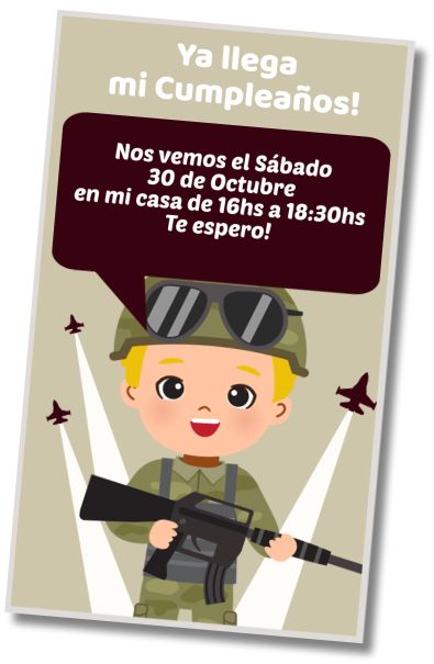 Invitación de cumpleaños personalizada gratis Cumpleaños Army