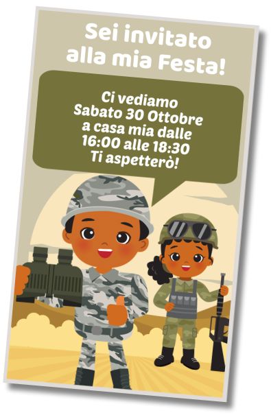 Invito di compleanno personalizzato gratis Compleanno Militare