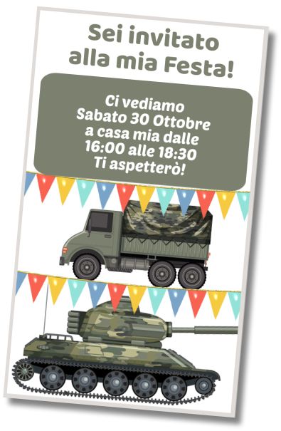 Invito di compleanno personalizzato gratis Festa dei Videogiochi di Guerra