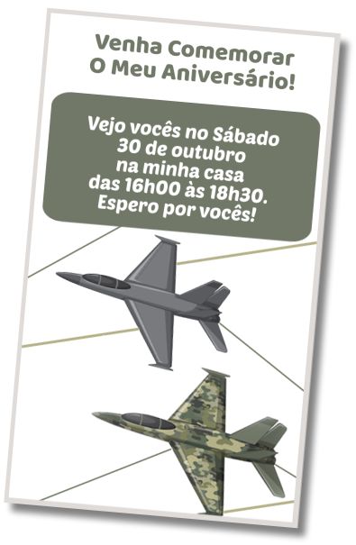 Convite de aniversário personalizado grátis Aniversário da Aviação Militar