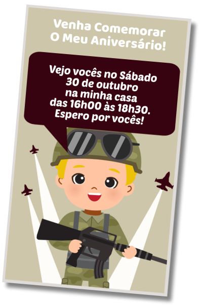 Convite de aniversário personalizado grátis Aniversário do Exército