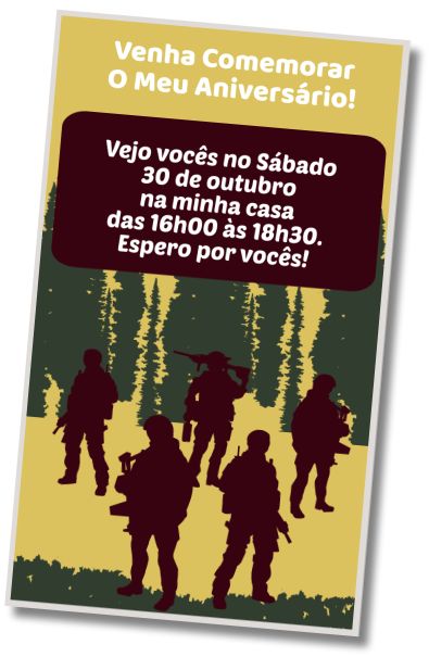 Convite de aniversário personalizado grátis Aniversário Surpresa Militar