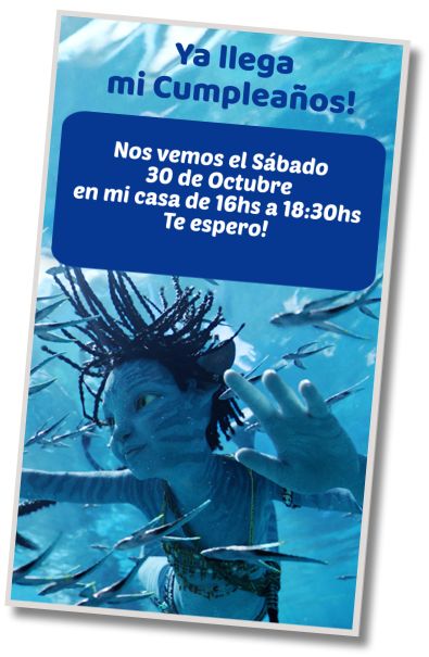 Invitación de cumpleaños personalizada gratis Fiesta de Disfraces Avatar